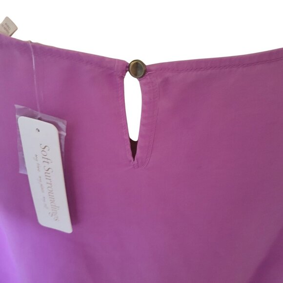 SOFT‎ SURROUNDINGS NEW Womens Pink Pleated Blouse 3/4 Sleeves Plus size 1X - Picture 9 of 12